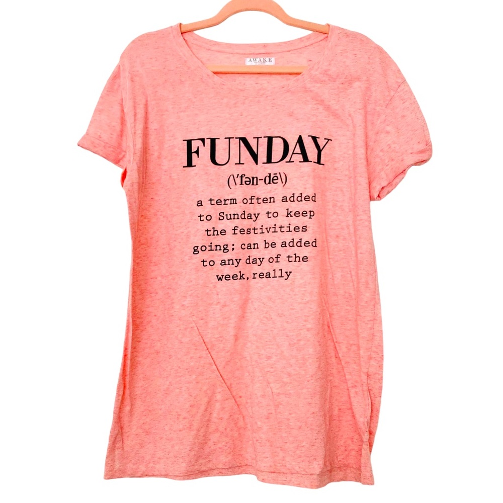 Awake Funday Pink Burnout Graphic Tee T-shirt XL
